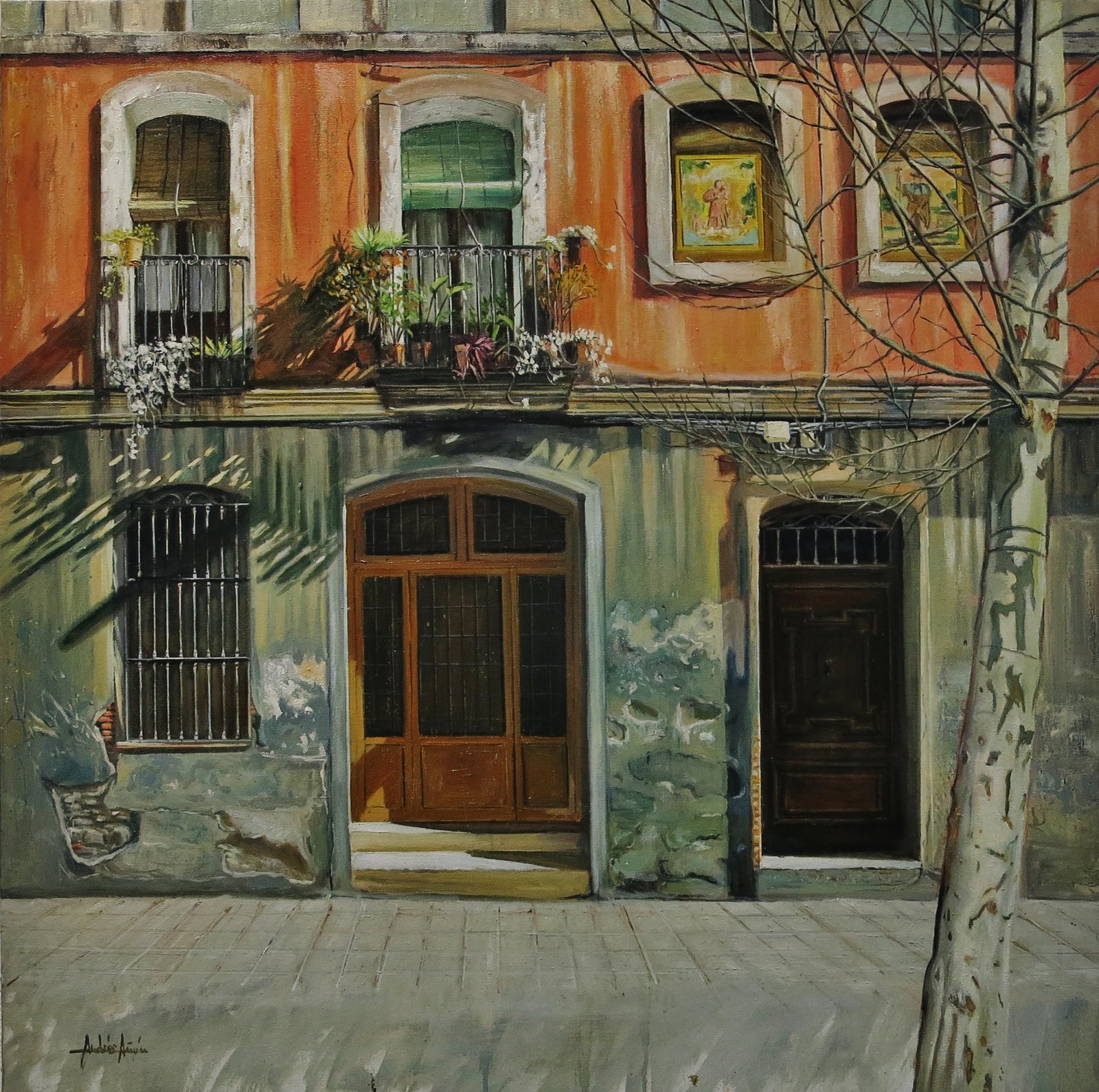 JOCS FLORALS. Óleo sobre tela. 80x80