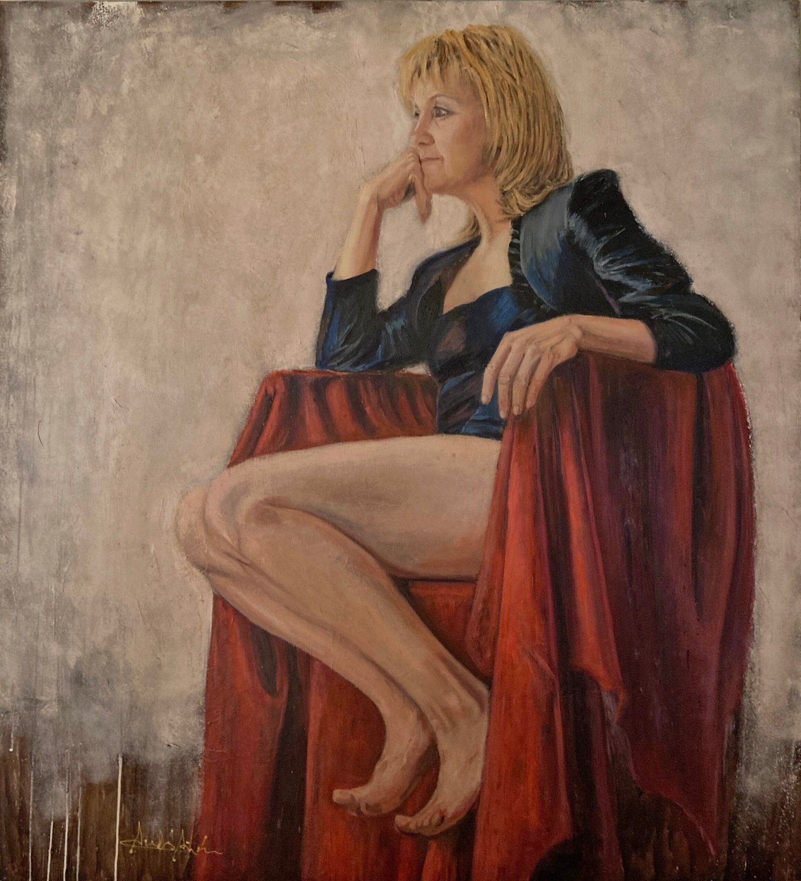 PILAR ENTRONIZADA. Óleo sobre tabla. 110x120