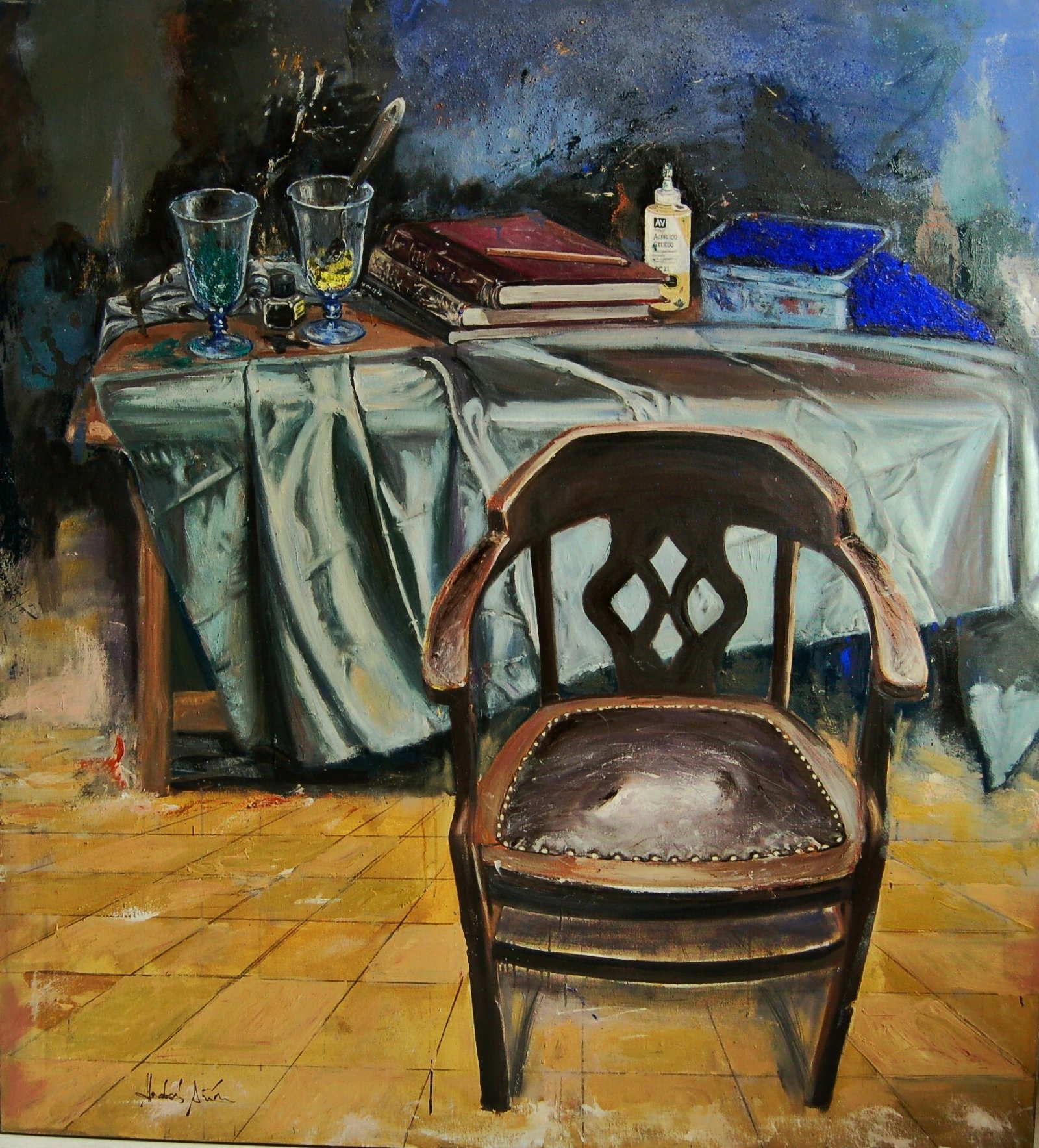 EL SILLON DE LA CASA VIEJA. Óleo y pigmentos sobre tela. 120x130 Óleo y pigmentos/tela