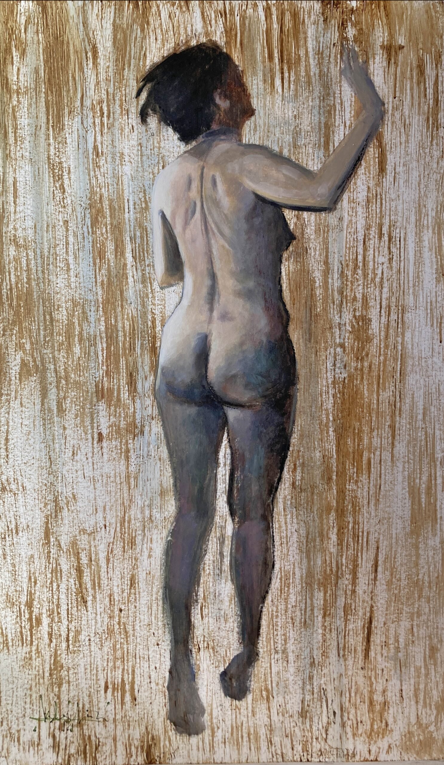 ESTUDIO PARA FIGURA EN MOVIMIENTO. Acrílico papel. 100x60