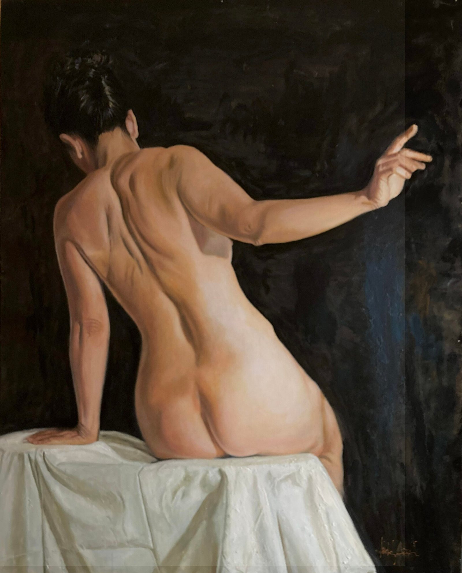 FIGURA DE ESPALDAS. Óleo sobre tabla. 93x72