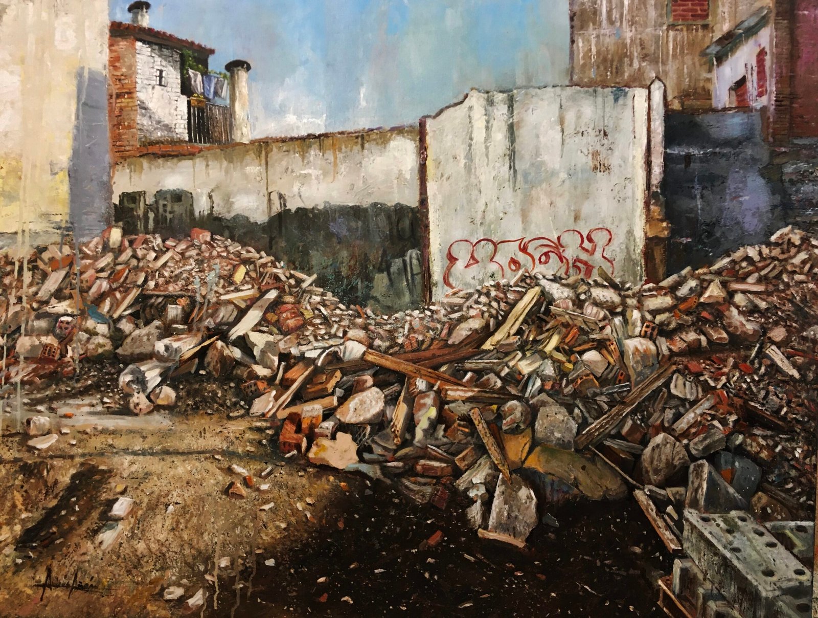 LA CIUDAD CASTIGADA 1. Óleo sobre tabla. 73x92